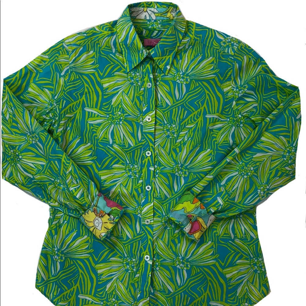 Lilly Pulitzer Bright Patterned Button Down Sz 10 - image 2